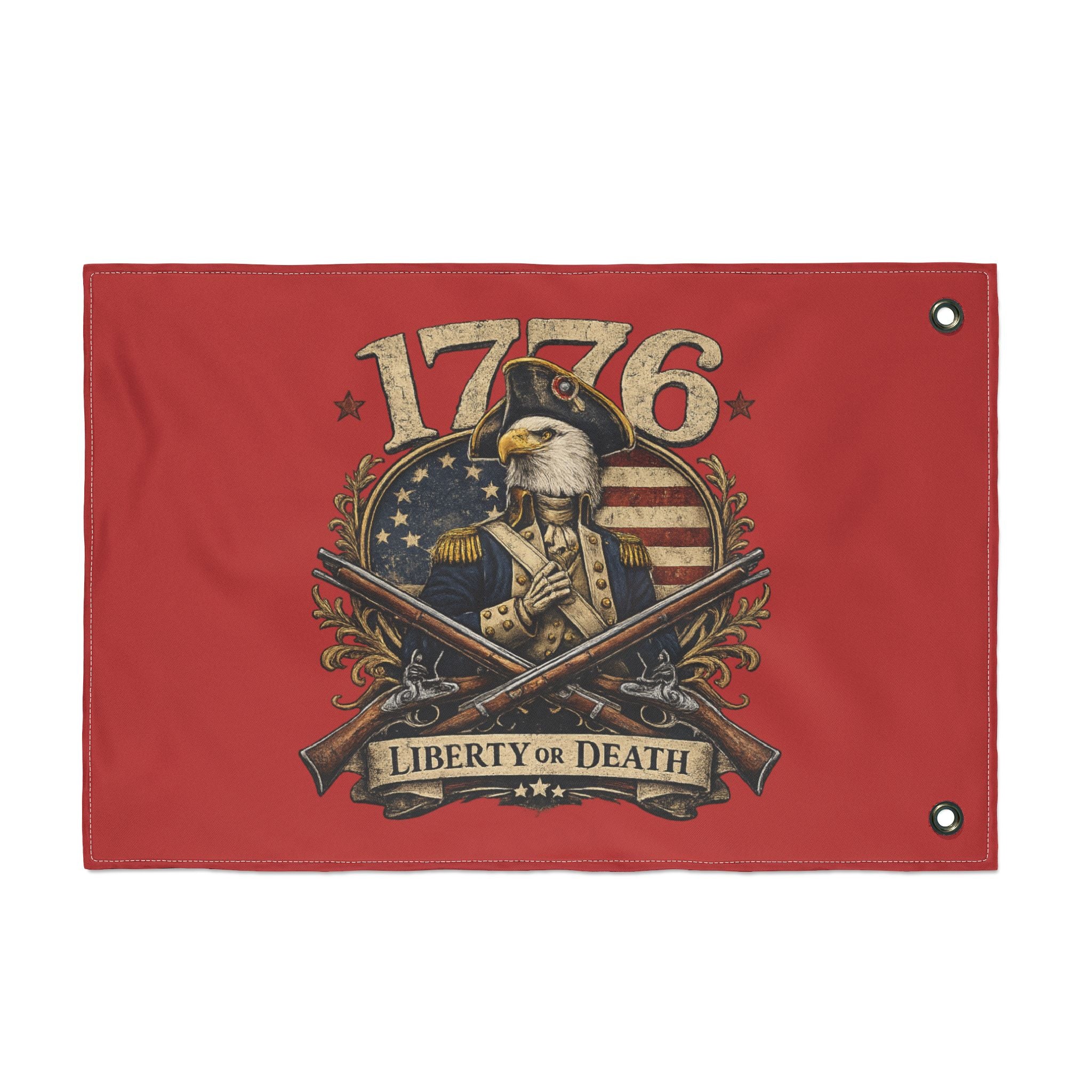 Red 1776 Liberty or Death Bald Eagle American Flag | Patriotic Revolutionary War Banner for Veterans & Patriots