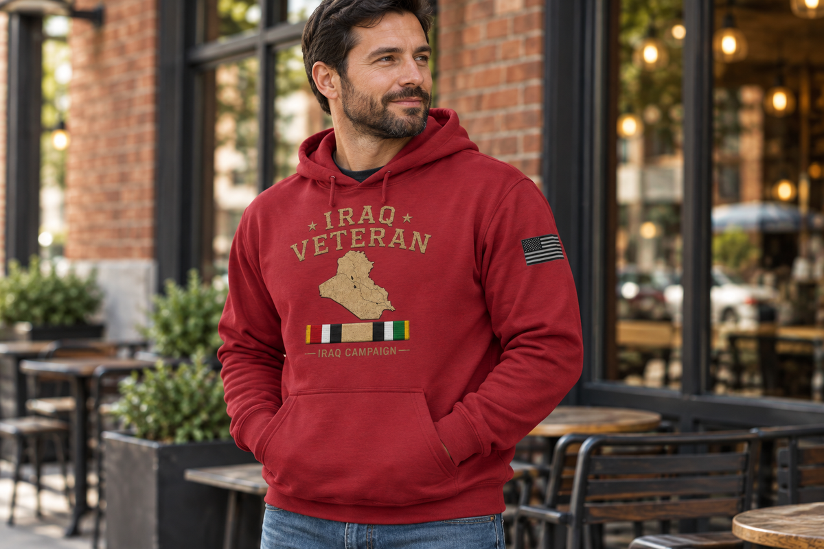 Iraq Veteran Hoodie – Iraq Campaign Ribbon Military Sweatshirt