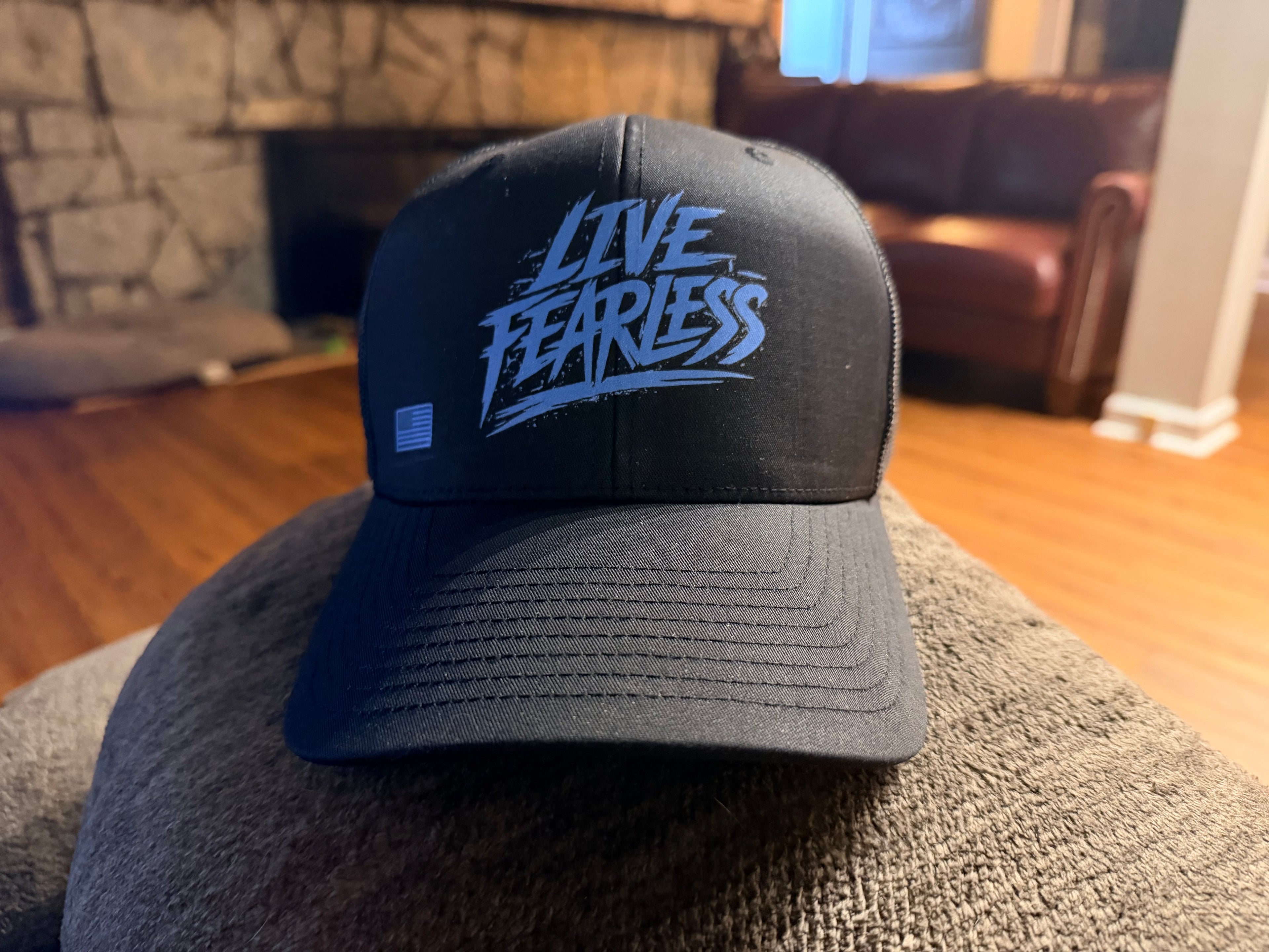 Live Fearless Blue Trucker Hat