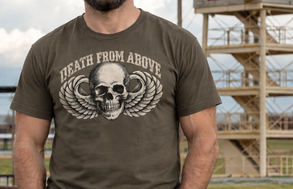 Airborne All the Way T-Shirt - Lifestyle Photo (Front) | Ironsight Syndicate
