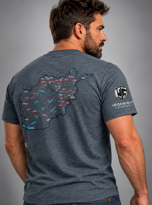 Afghanistan Veteran Detailed Map T-Shirt - Lifestyle Photo (Back Print) | Ironsight Syndicate