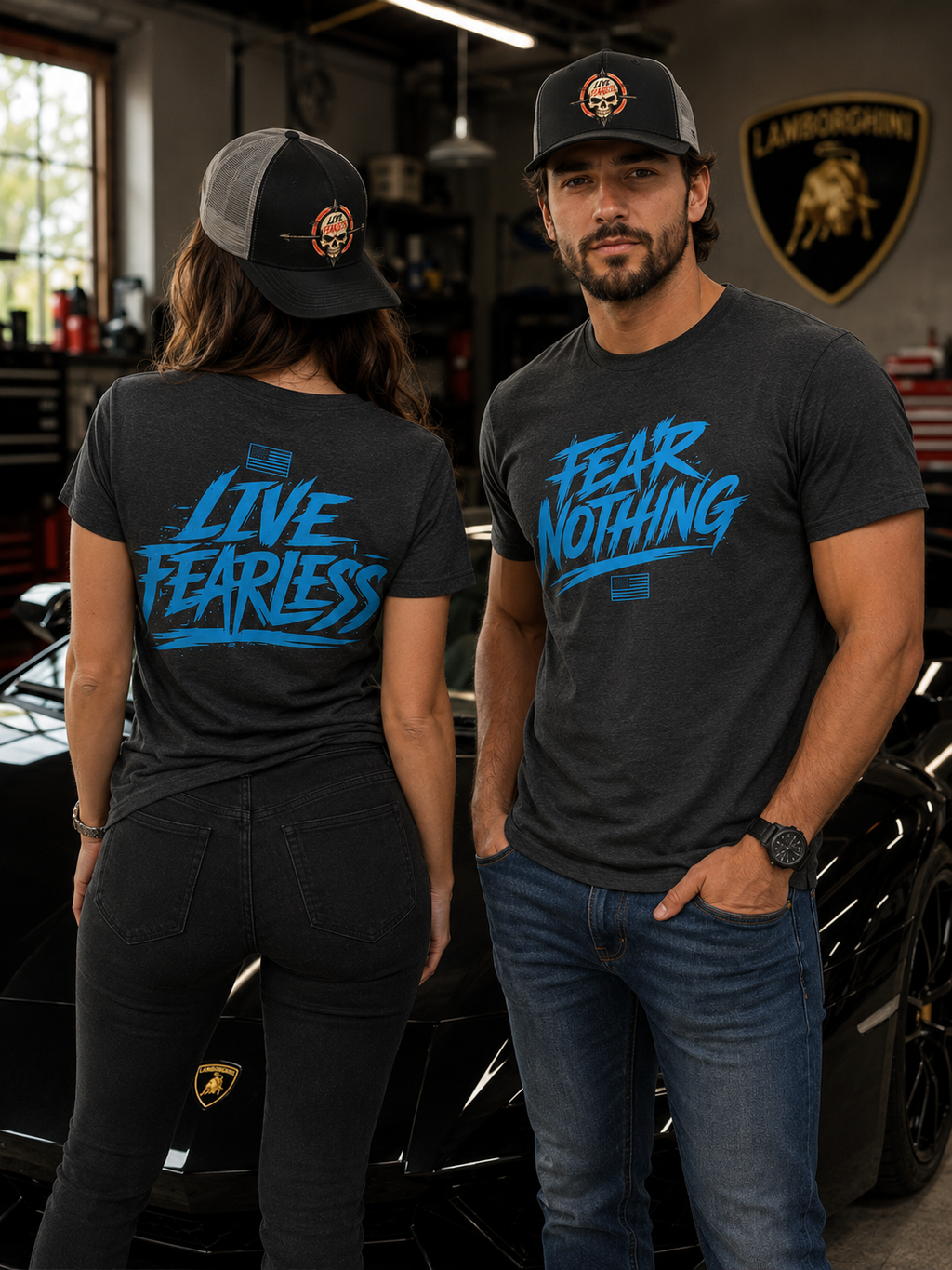 Fear Nothing/Live Fearless Blue – Premium Graphic T-Shirt | Ironsight Syndicate