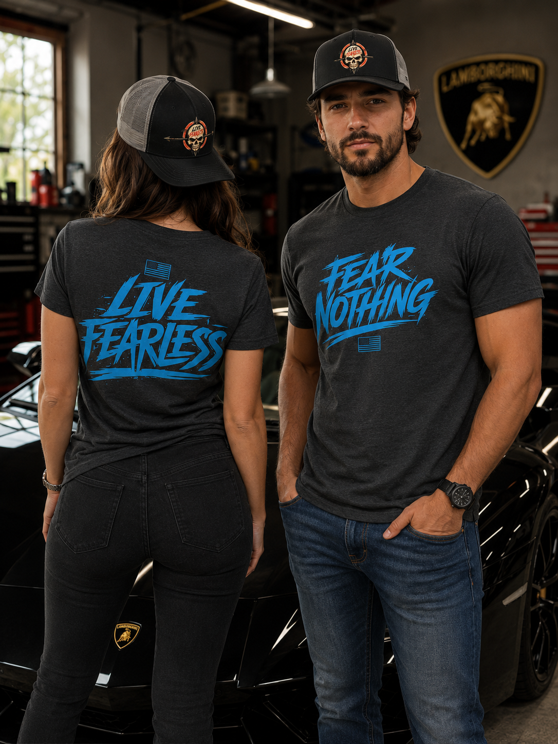 Fear Nothing/Live Fearless Blue – Premium Graphic T-Shirt | Ironsight Syndicate