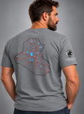 Iraq Veteran Detailed Map T-Shirt - Lifestyle Photo (Back Print) | Ironsight Syndicate