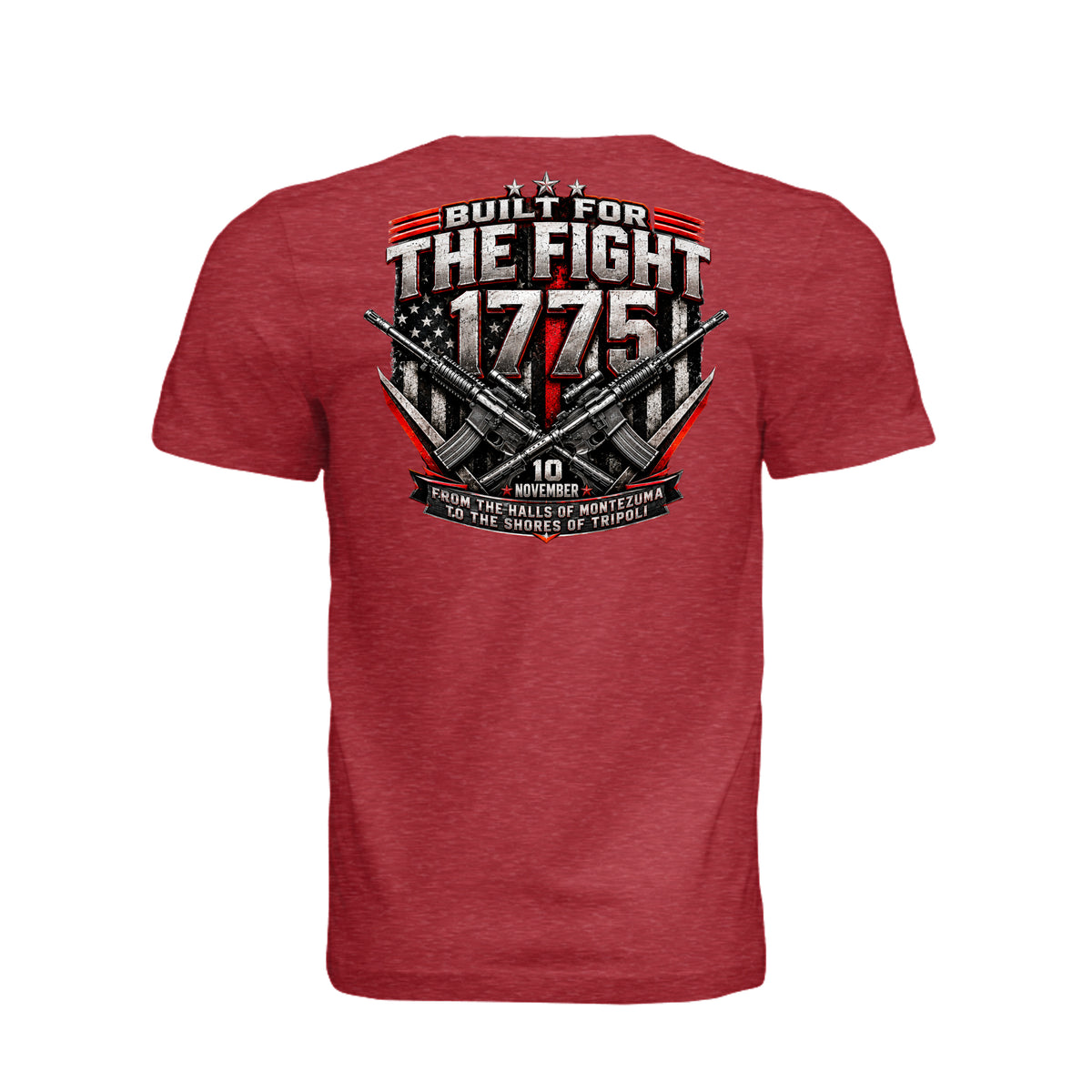 Halls of Montezuma Marine Tribute T-Shirt - Vintage Red (Back) | Ironsight Syndicate