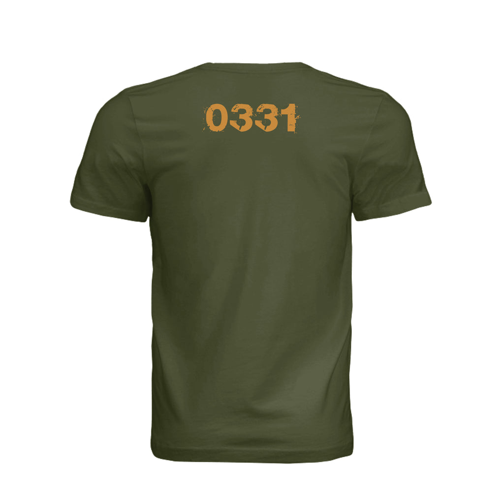 0331 Marine Machine Gunner T-Shirt - Olive (Back) | Ironsight Syndicate