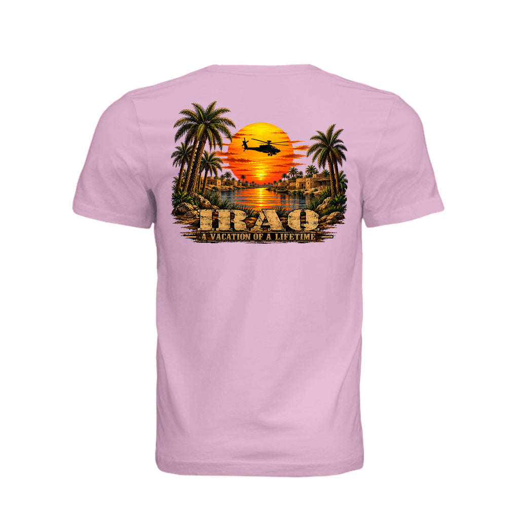 Iraq - A Vacation of a Lifetime T-Shirt - Lilac (Back) | Ironsight Syndicate