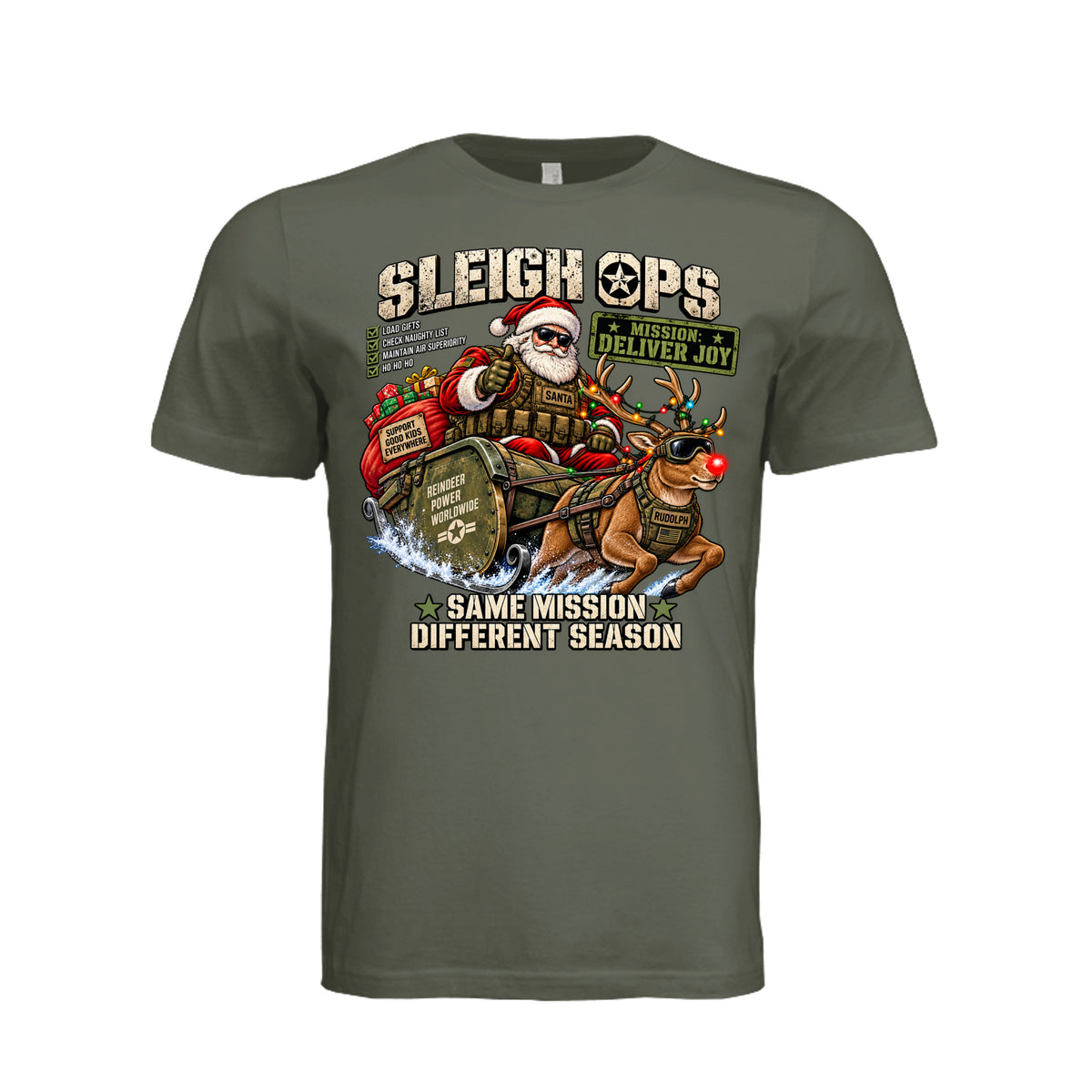 Sleigh Ops Santa Christmas T-Shirt | Ironsight Syndicate