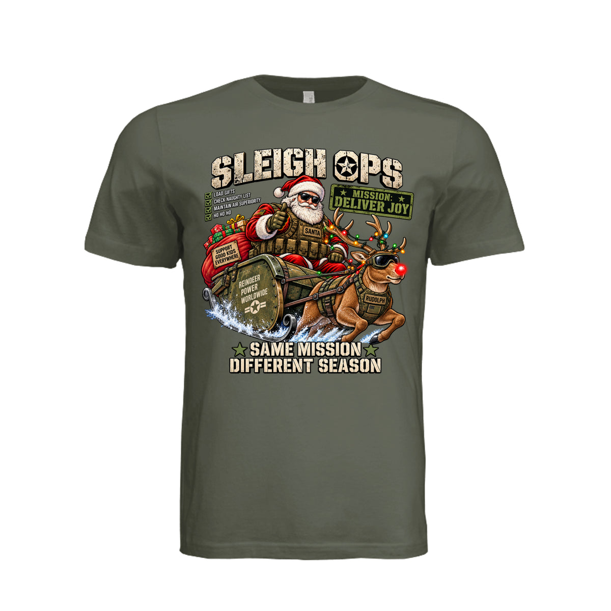 Sleigh Ops T-Shirt - Dark Olive | Ironsight Syndicate