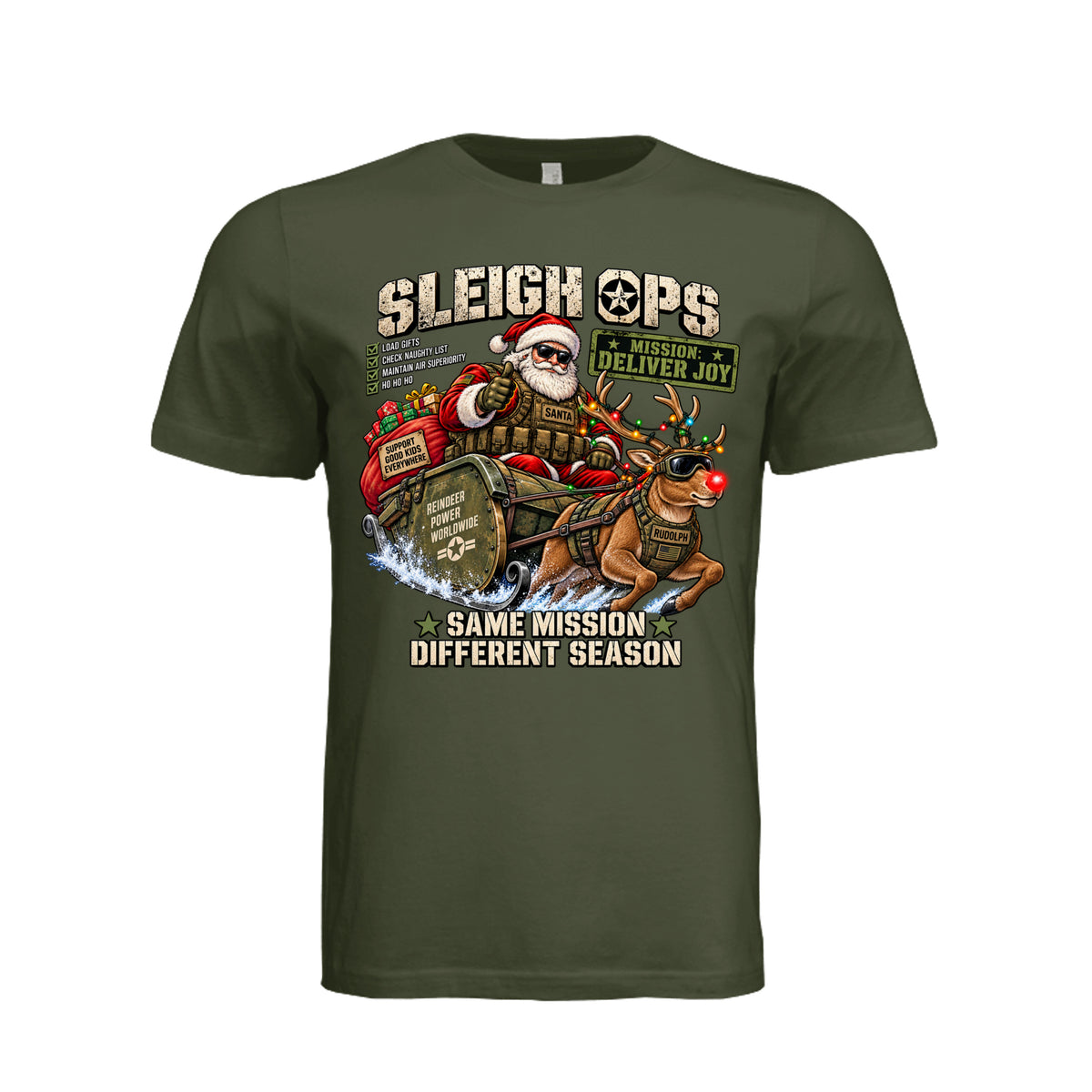 Sleigh Ops T-Shirt - Military Green | Ironsight Syndicate