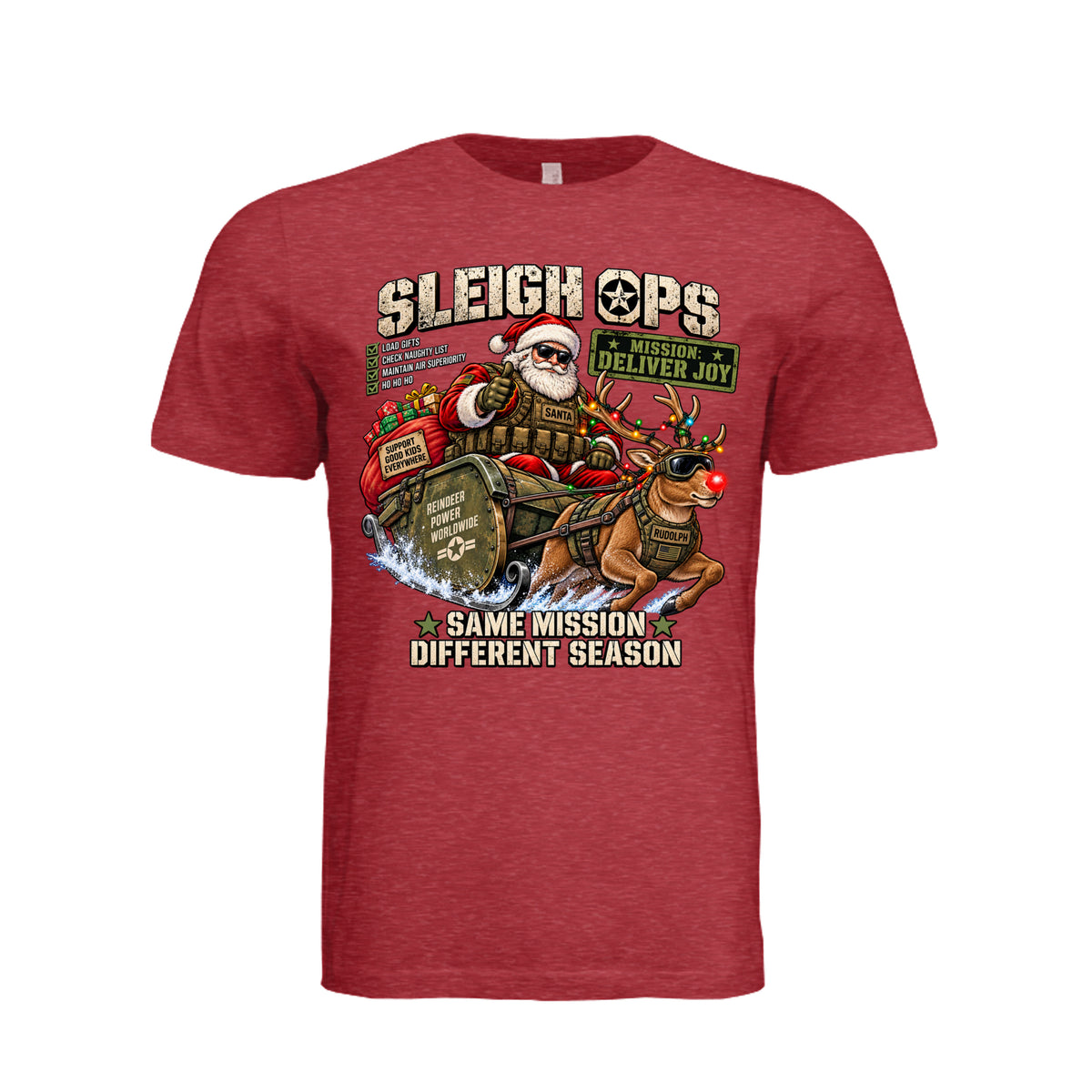 Sleigh Ops T-Shirt - Vintage Red | Ironsight Syndicate