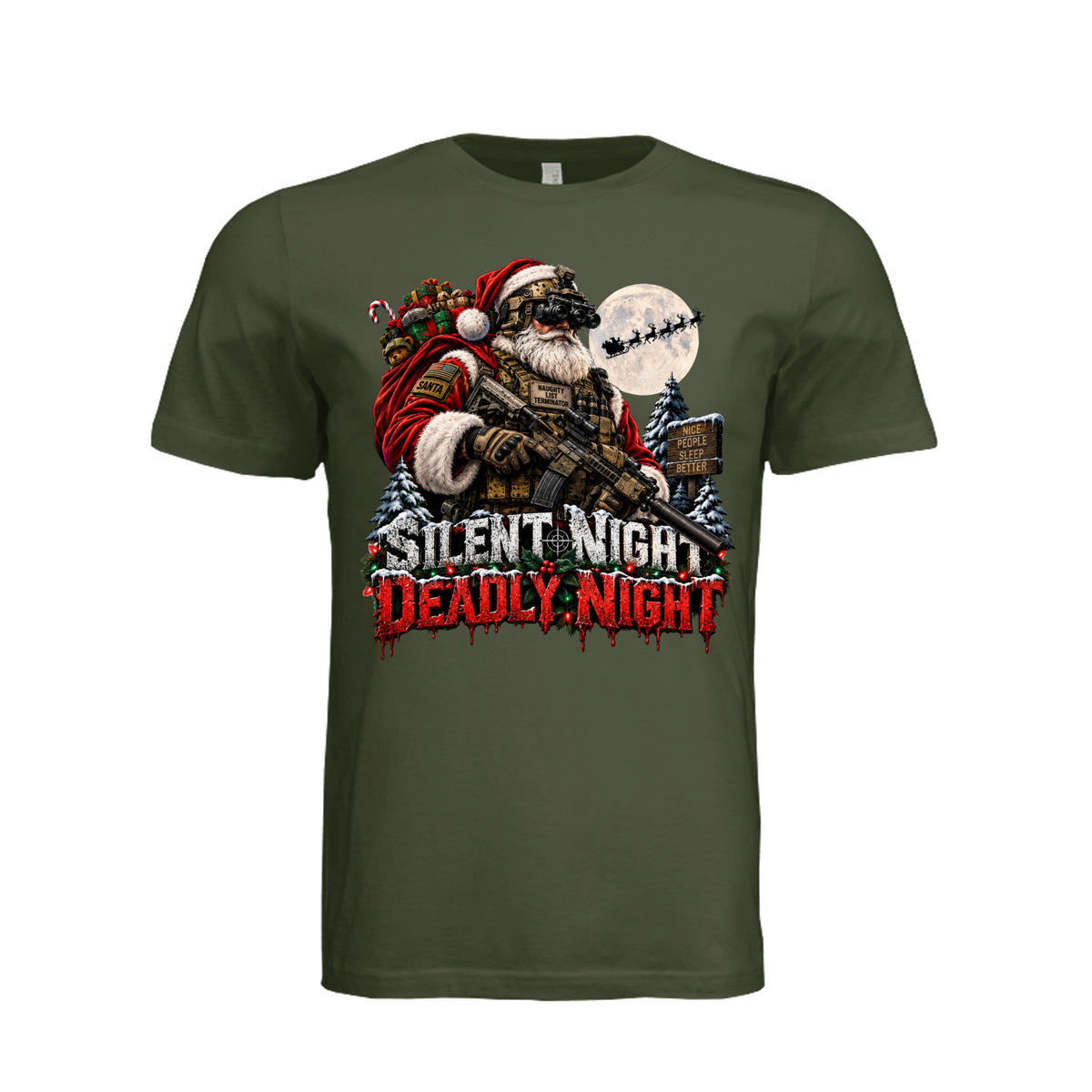 Silent Night Deadly Night T-Shirt - Military Green | Ironsight Syndicate