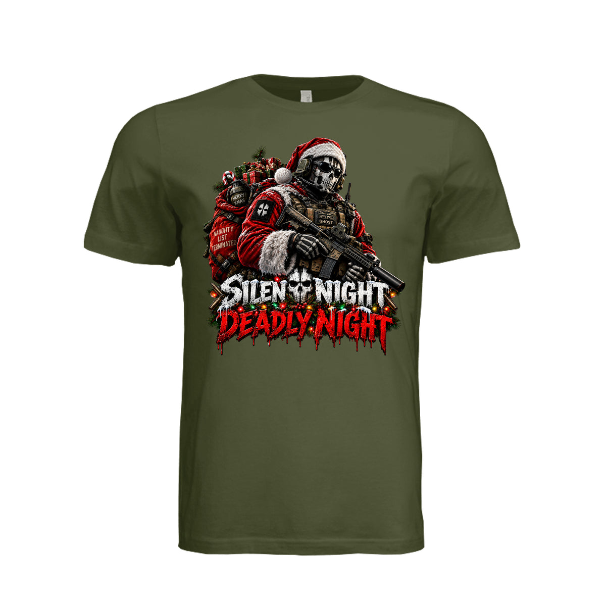 Silent Night Deadly Night Ghost T-Shirt - Olive | Ironsight Syndicate