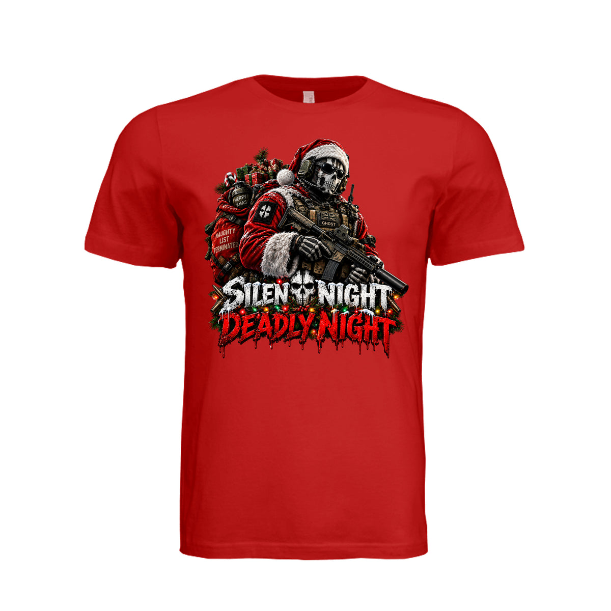Silent Night Deadly Night Ghost T-Shirt - Red | Ironsight Syndicate