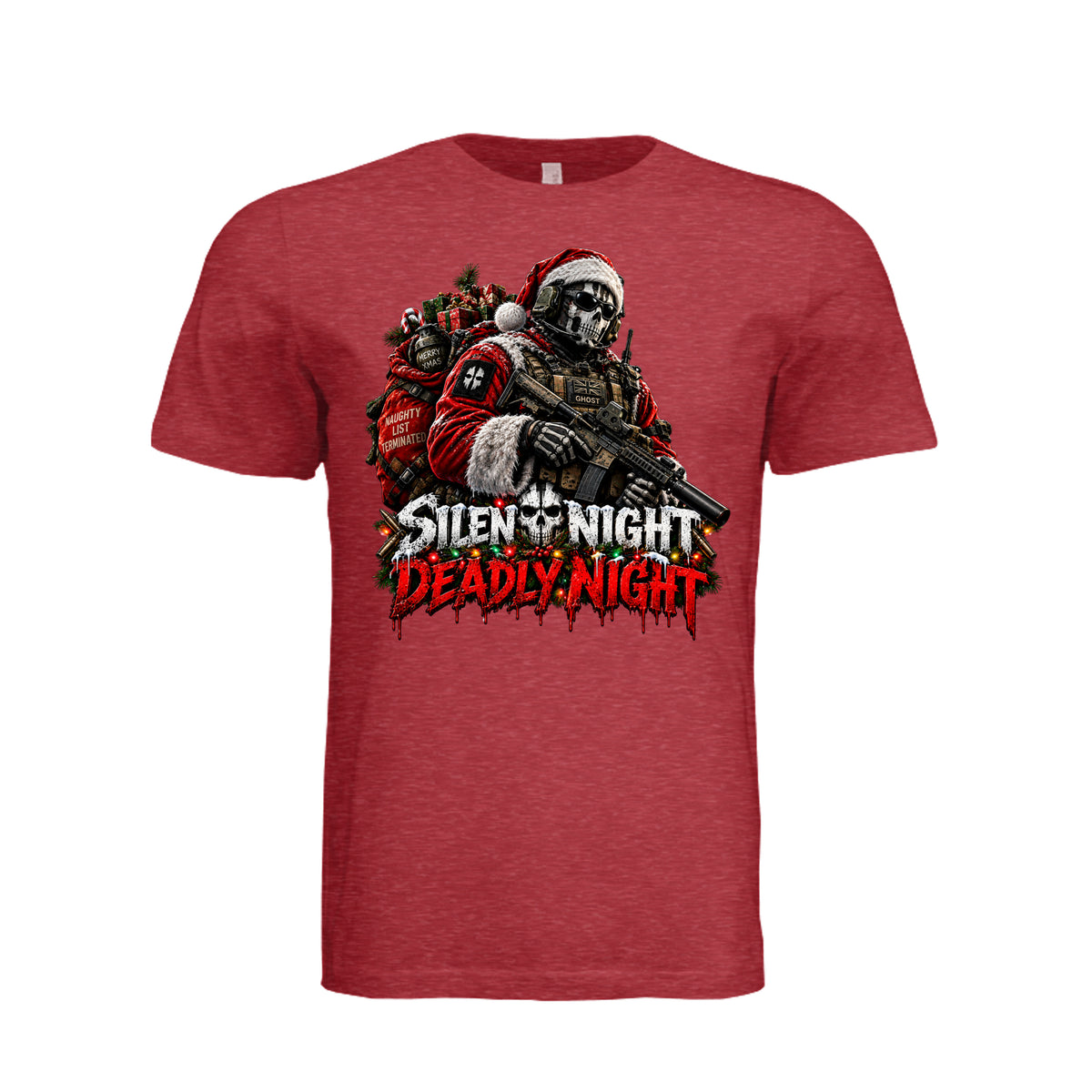 Silent Night Deadly Night Ghost T-Shirt - Vintage Red | Ironsight Syndicate