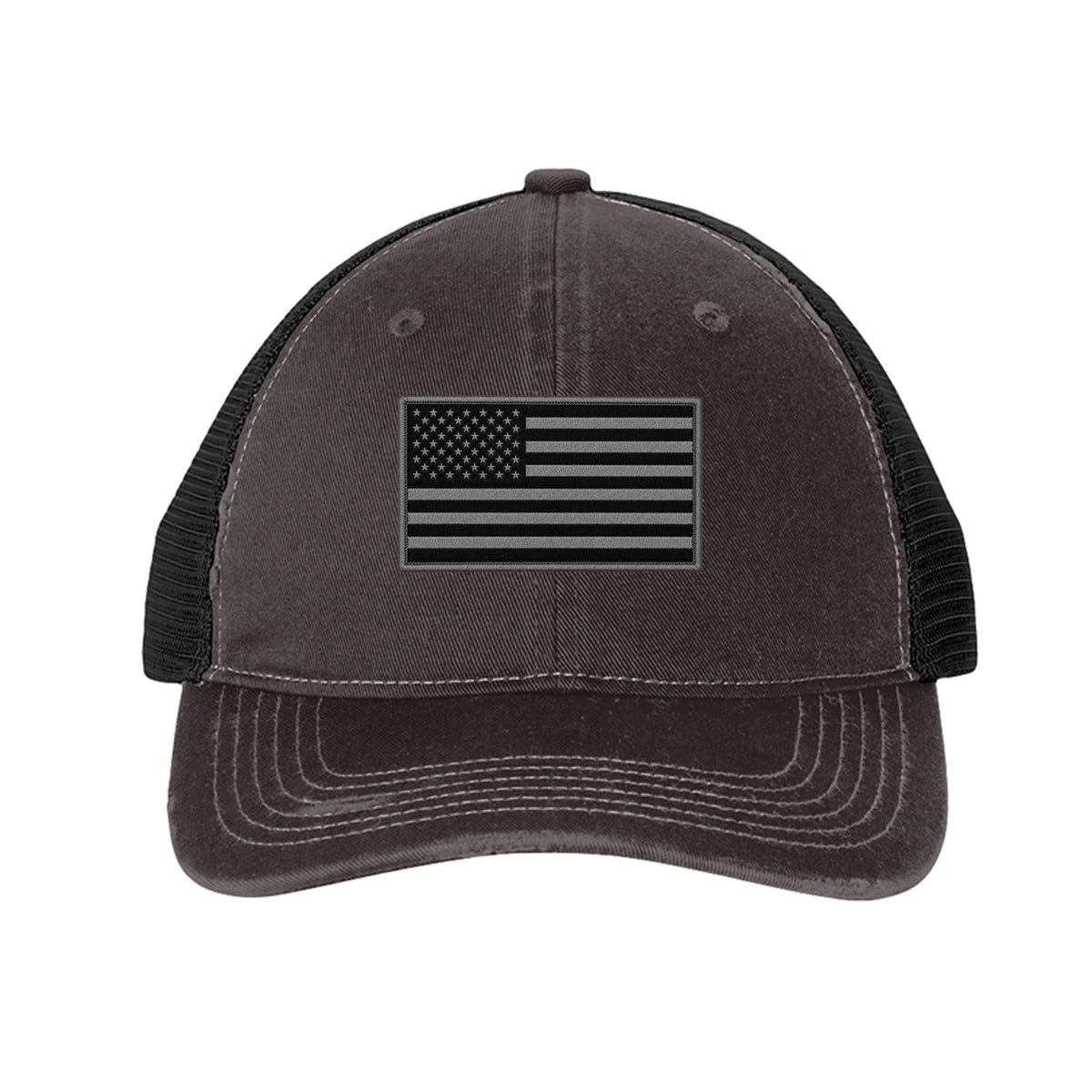 Subdued American Flag Hat - Grey Steel/ Black | Ironsight Syndicate