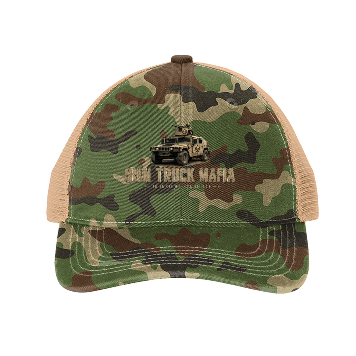 Gun Truck Mafia Trucker Hat - Military Camo/ Khaki | Ironsight Syndicate