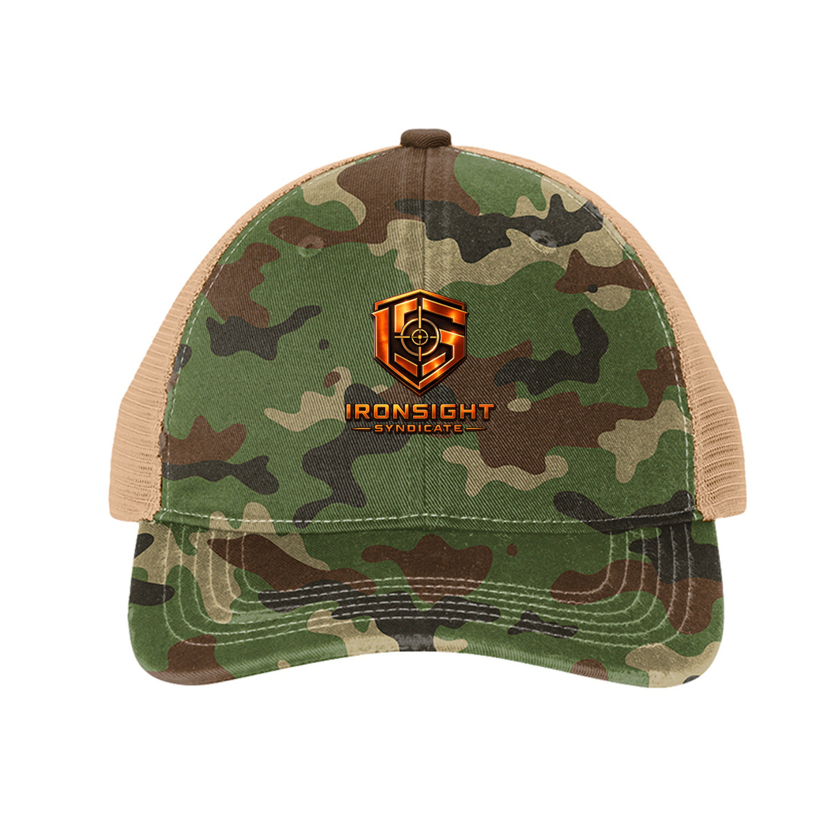 Ironsight Logo Hat - Military Camo/ Khaki | Ironsight Syndicate