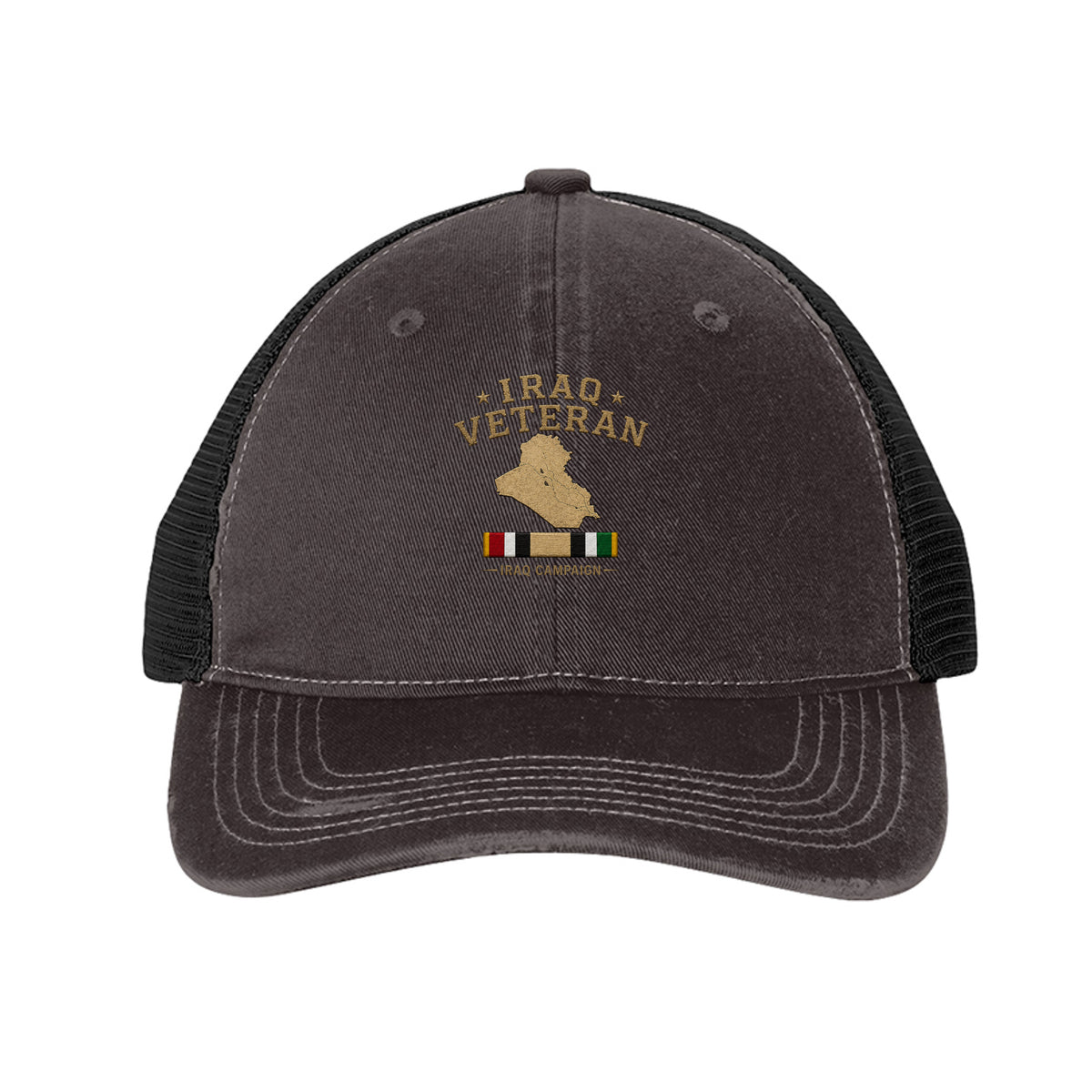 Iraq Veteran Trucker Hat - Grey Steel/ Black | Ironsight Syndicate