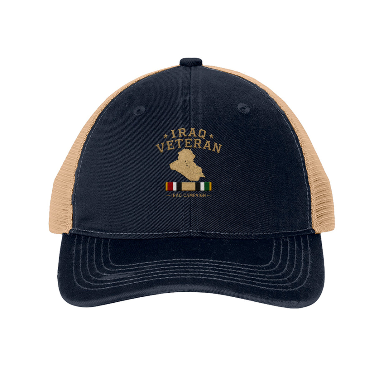 Iraq Veteran Trucker Hat - River Blue Navy/ Khaki | Ironsight Syndicate