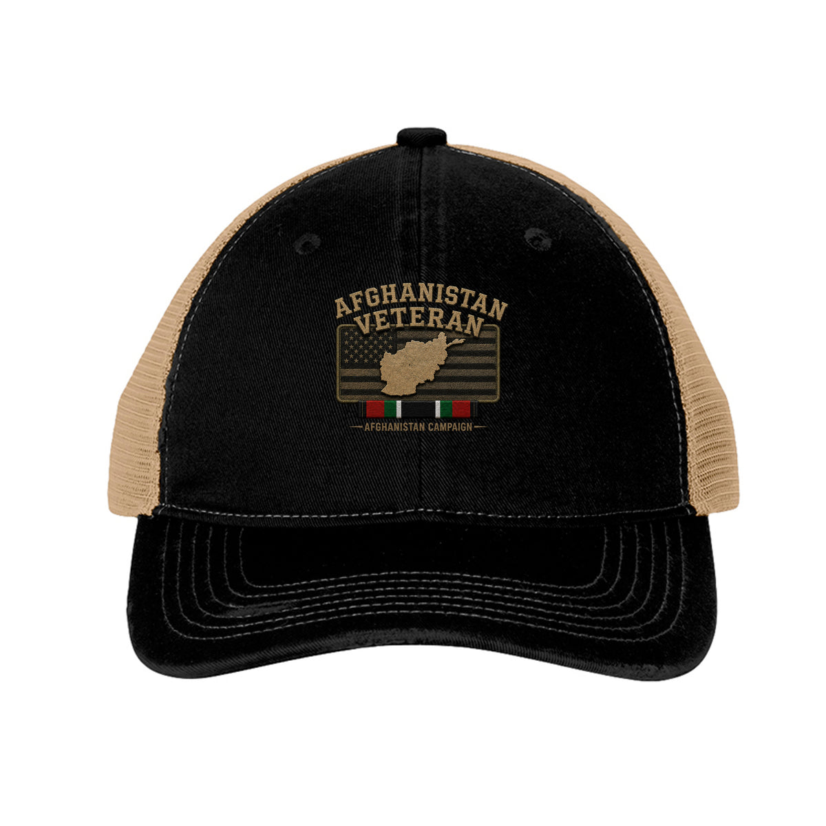 Afghanistan Veteran Trucker Hat - Black/ Khaki | Ironsight Syndicate