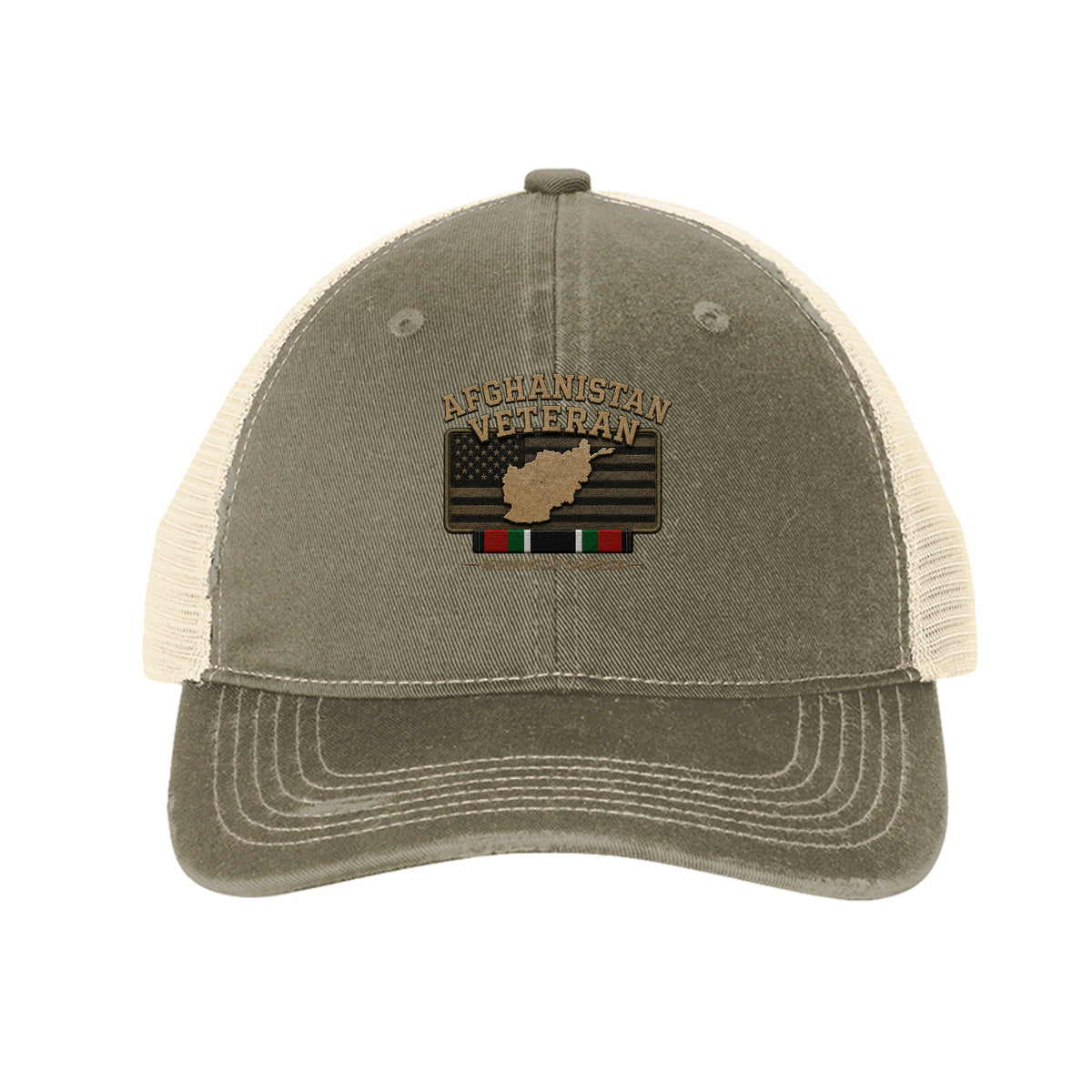 Afghanistan Veteran Trucker Hat - Khaki/ Stone | Ironsight Syndicate