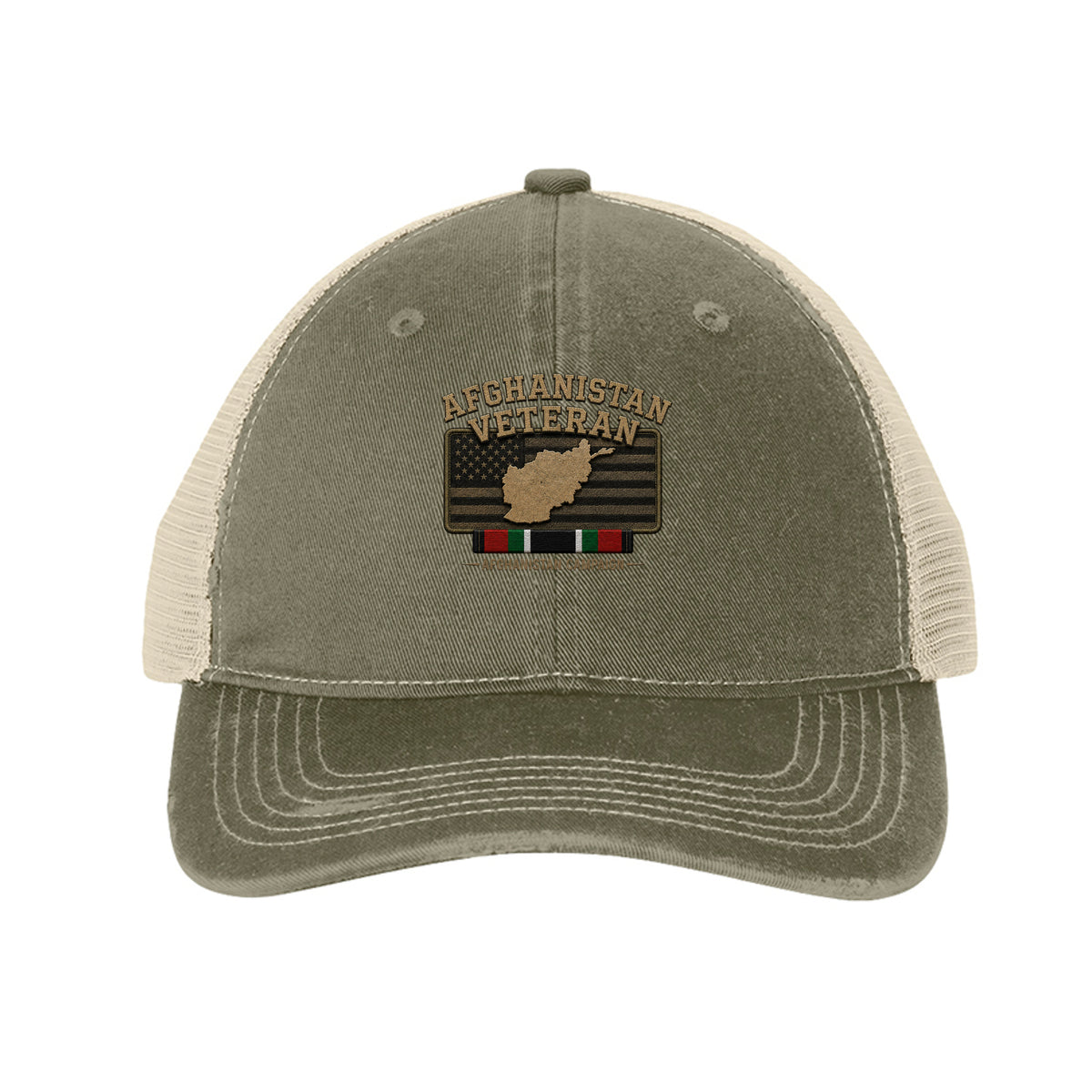 Afghanistan Veteran Trucker Hat - Light Olive/ Stone | Ironsight Syndicate
