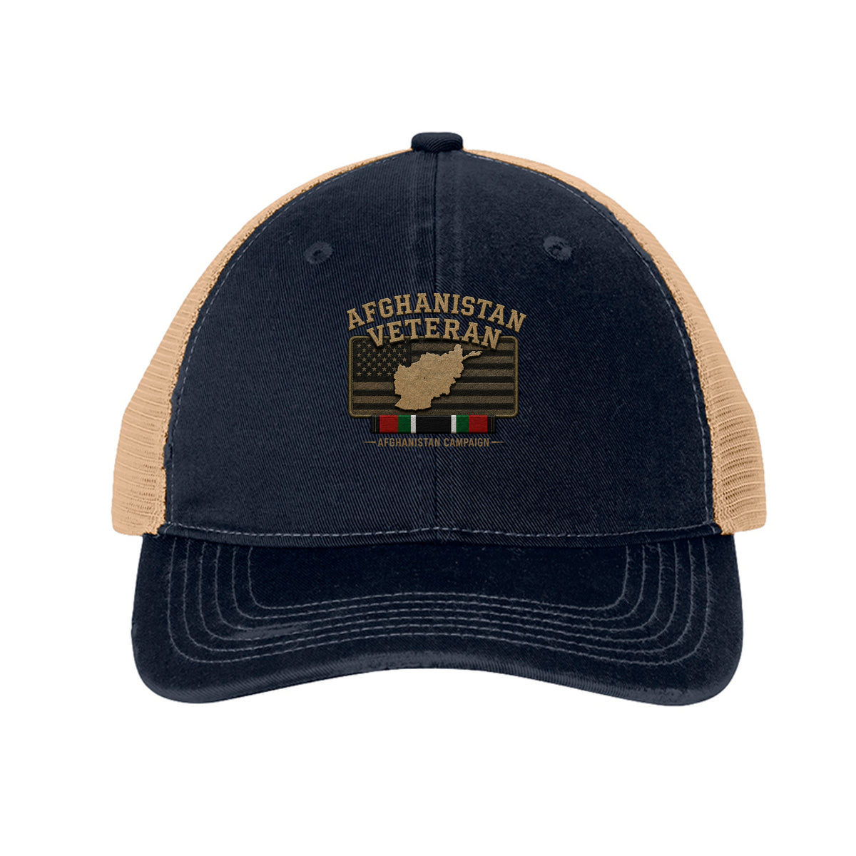 Afghanistan Veteran Trucker Hat - River Blue Navy/ Khaki | Ironsight Syndicate