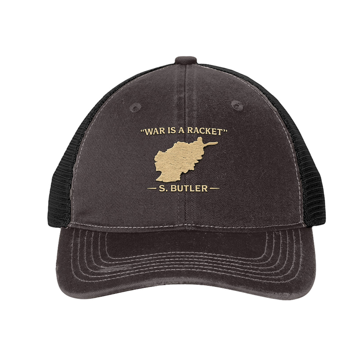War is a Racket Trucker Hat - Grey Steel/ Black | Ironsight Syndicate