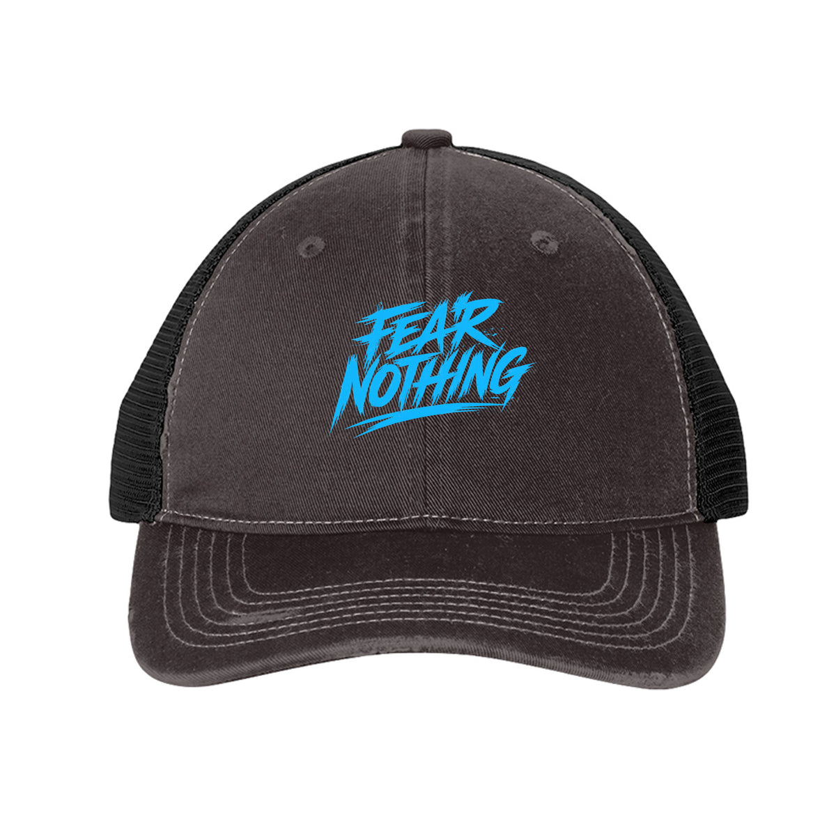 Fear Nothing Blue Trucker Hat - Grey Steel/ Black | Ironsight Syndicate