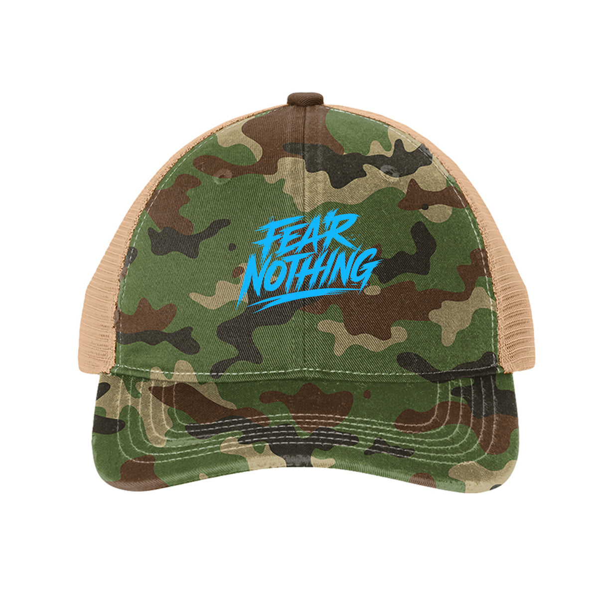 Fear Nothing Blue Trucker Hat - Military Camo/ Khaki | Ironsight Syndicate