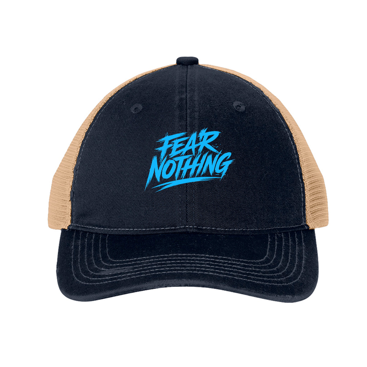 Fear Nothing Blue Trucker Hat - River Blue Navy/ Khaki | Ironsight Syndicate