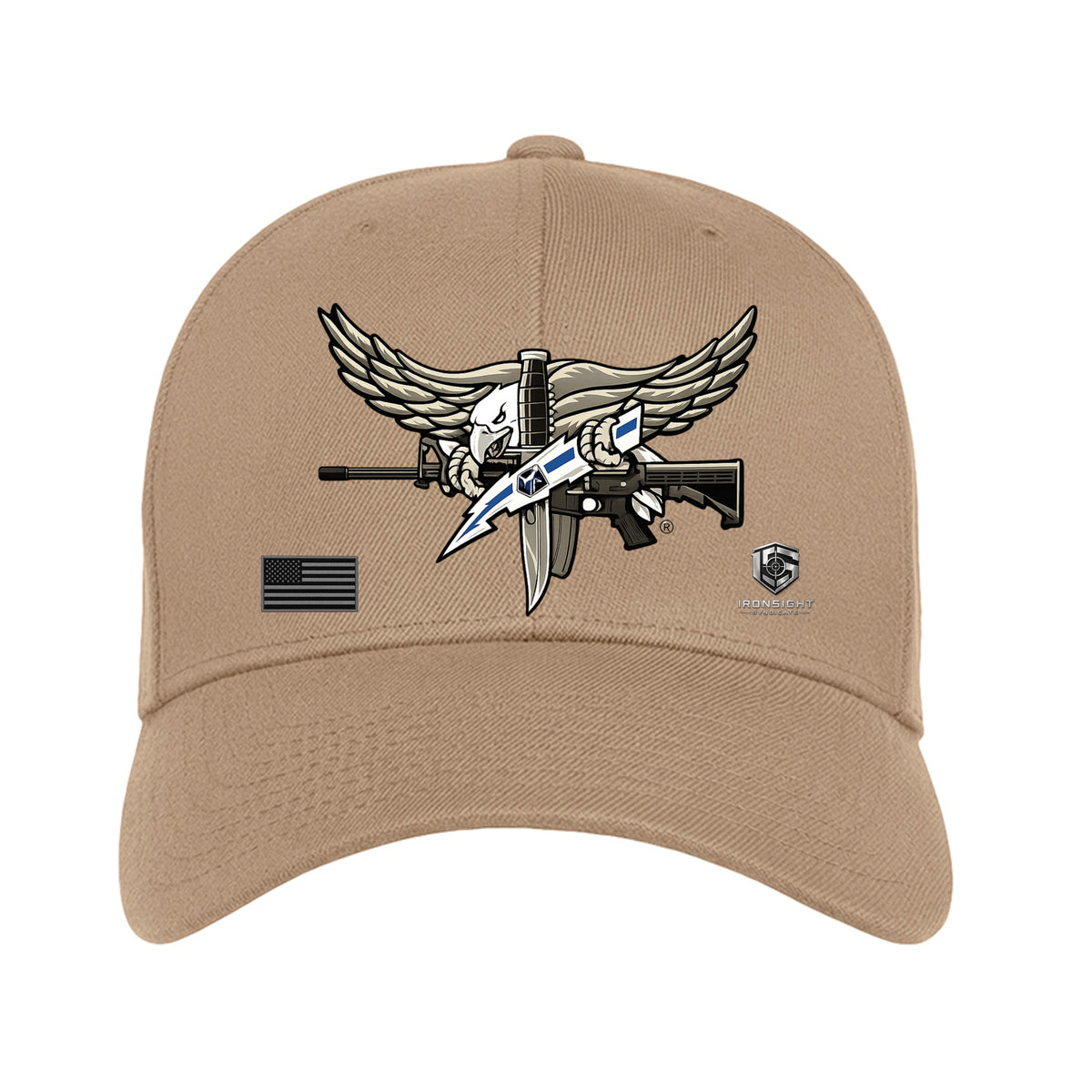 SWAT Eagle Fitted Flex Fit Hat - Khaki | Ironsight Syndicate