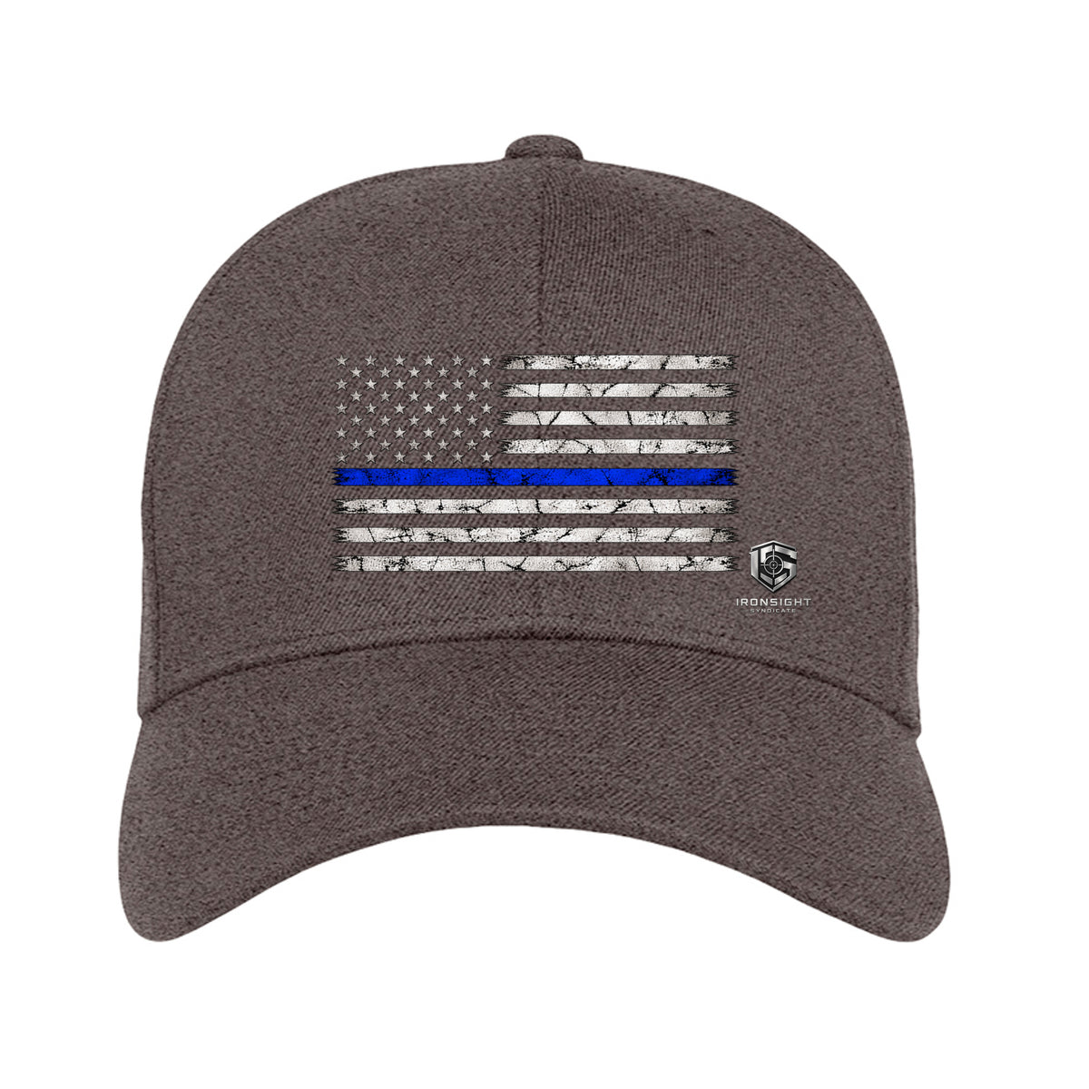 Thin Blue Line Fitted Flexfit Hat - Dark Heather | Ironsight Syndicate