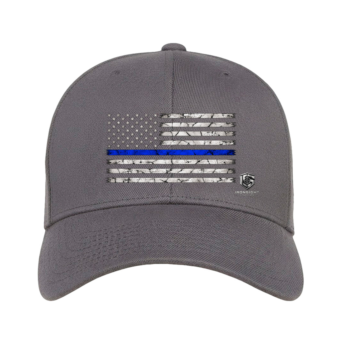Thin Blue Line Fitted Flexfit Hat - Grey | Ironsight Syndicate