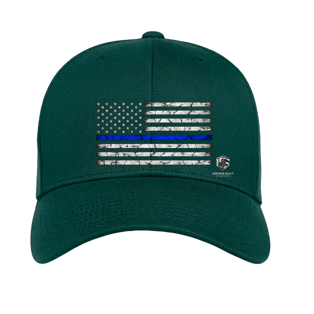 Thin Blue Line Fitted Flexfit Hat - Spruce | Ironsight Syndicate