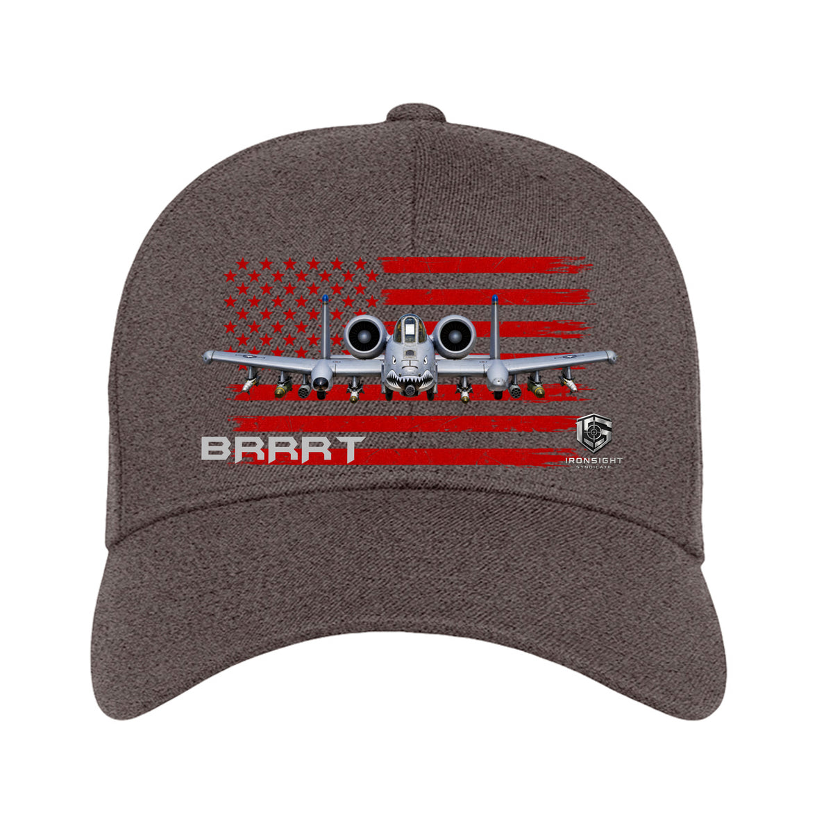 Big BRRRT A-10 Warthog Fitted Flexfit Hat - Dark Heather | Ironsight Syndicate