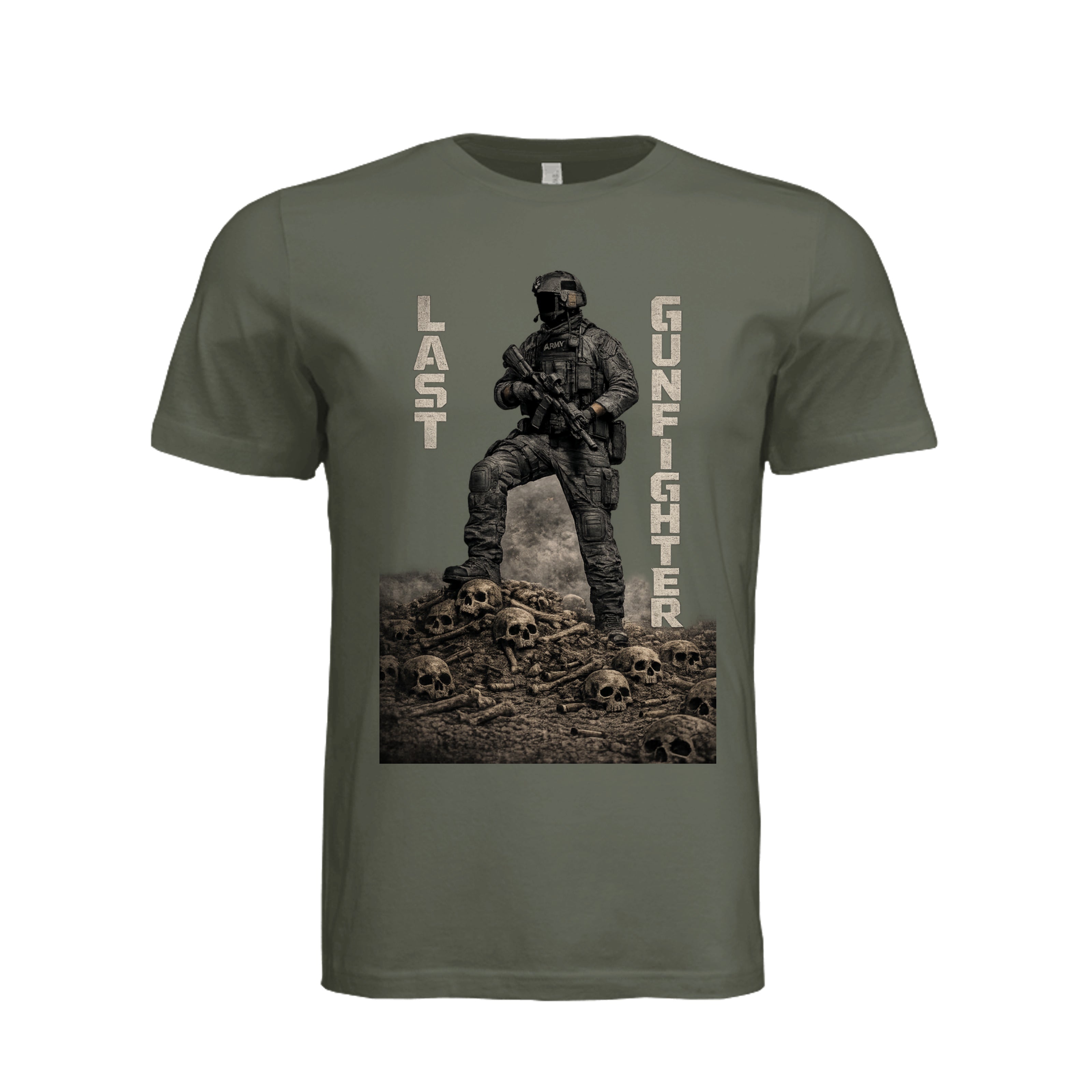 Last Gunfighter T-Shirt - Dark Olive - Front | Ironsight Syndicate