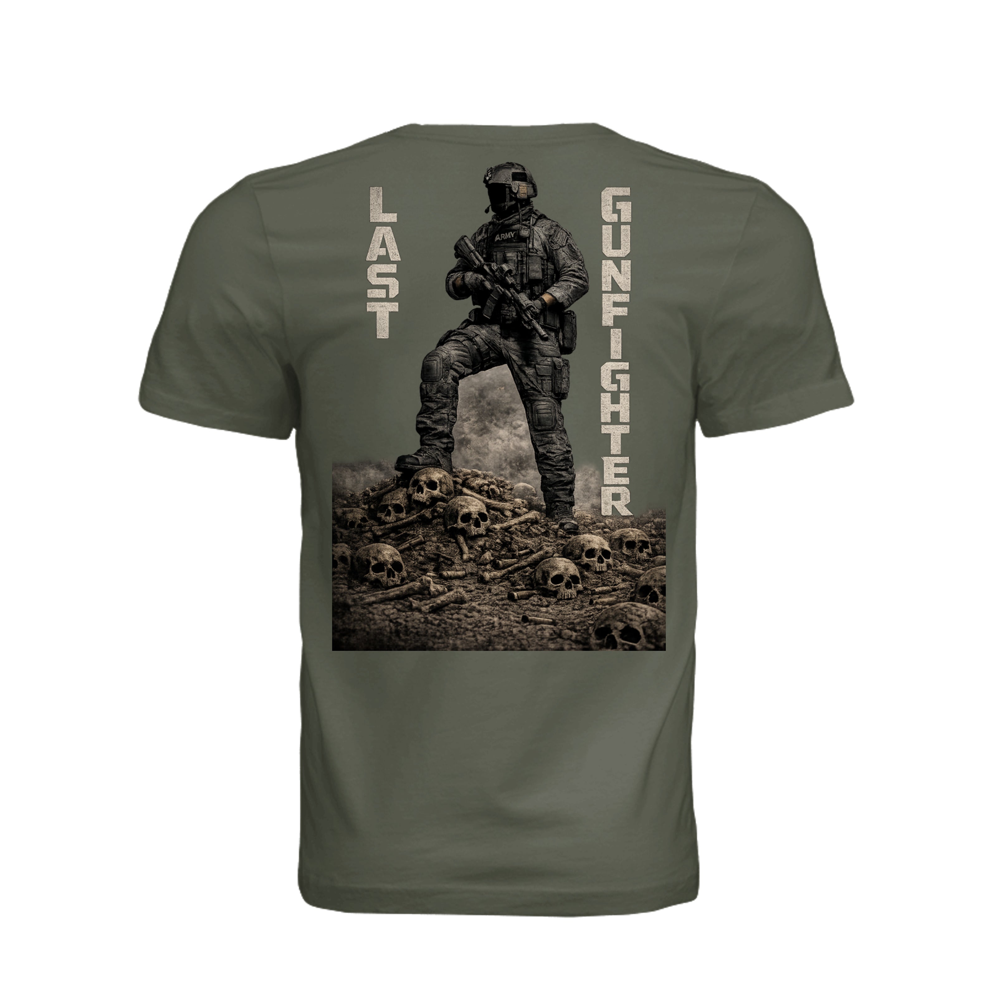 Last Gunfighter T-Shirt - Dark Olive - Back | Ironsight Syndicate