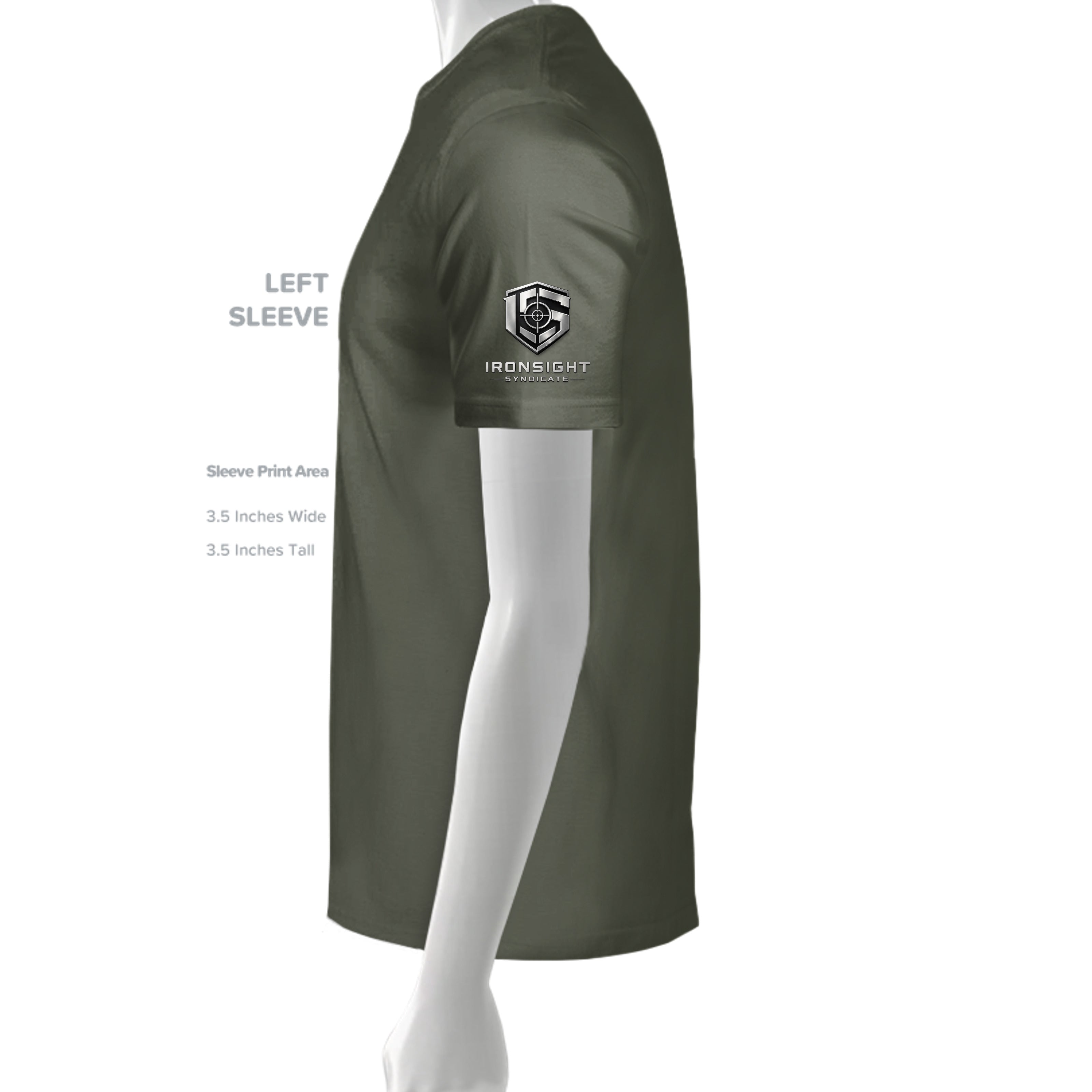Last Gunfighter T-Shirt - Dark Olive - Left Sleeve | Ironsight Syndicate