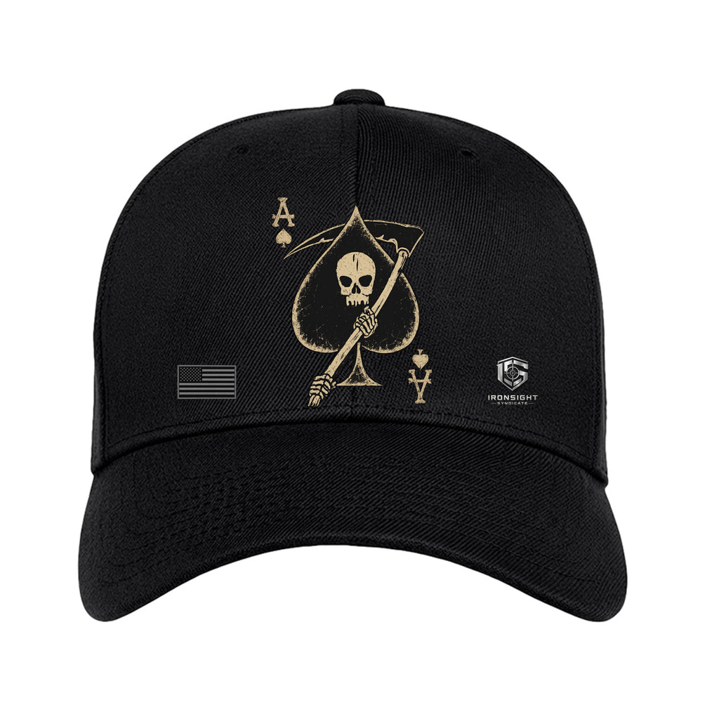 Death Card Ace of Spades Fitted Flexfit hat - Black | Ironsight Syndicate