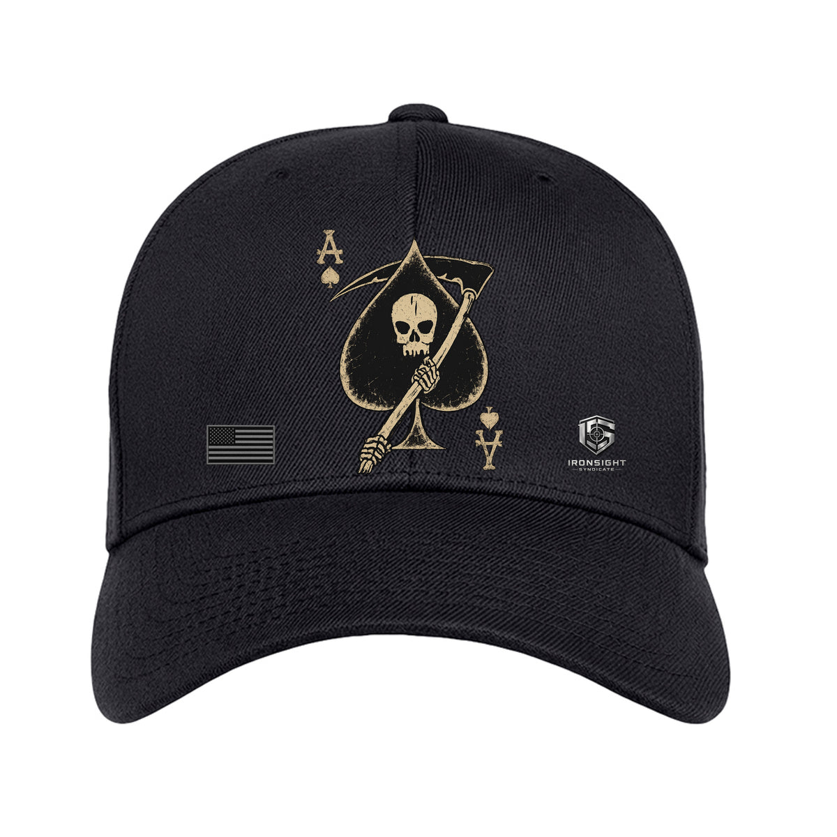 Death Card Ace of Spades Fitted Flexfit hat - Dark Navy | Ironsight Syndicate