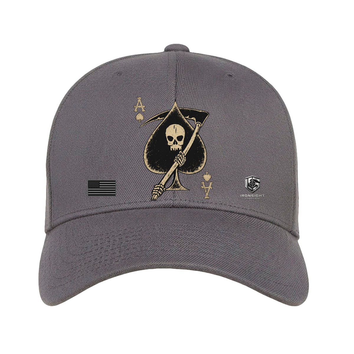Death Card Ace of Spades Fitted Flexfit hat - Grey | Ironsight Syndicate