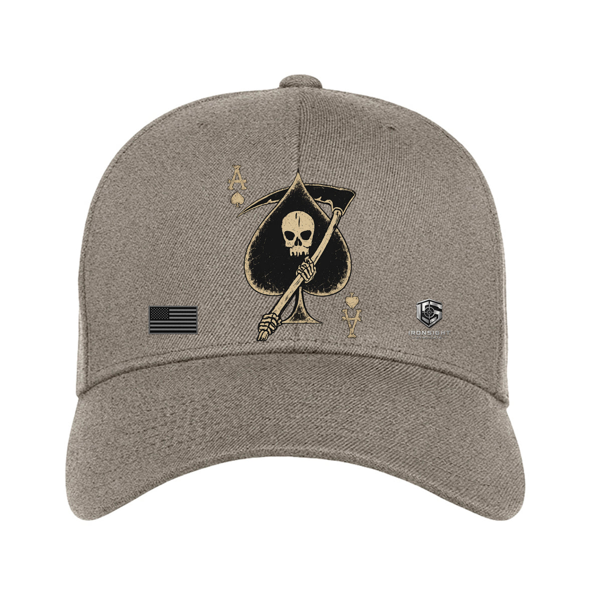 Death Card Ace of Spades Fitted Flexfit hat - Heather | Ironsight Syndicate