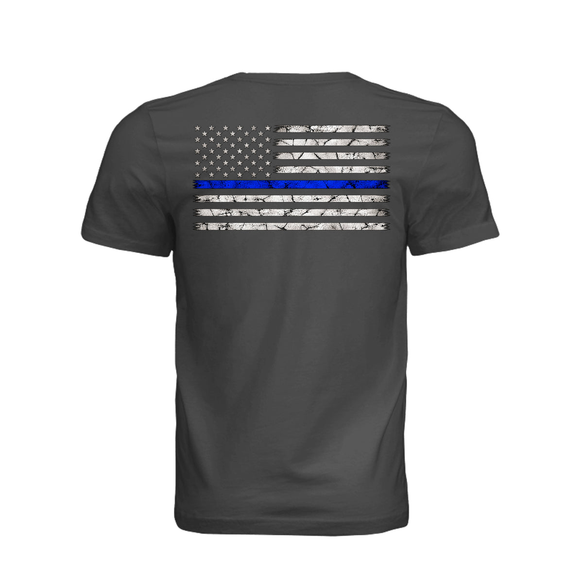 Thin Blue Line Law Enforcement T-Shirt - Dark Grey (Alt View) | Ironsight Syndicate