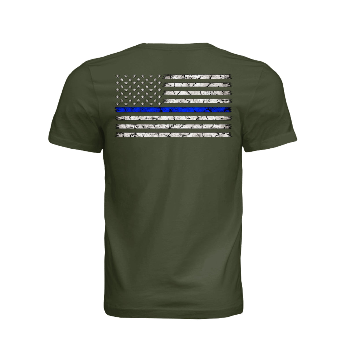Thin Blue Line Law Enforcement T-Shirt - Military Green (Alt View) | Ironsight Syndicate