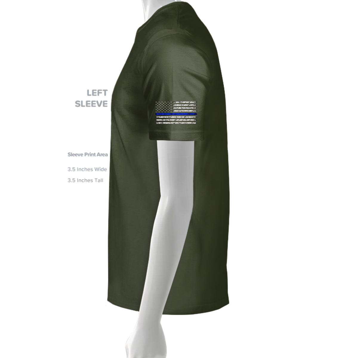 Thin Blue Line Law Enforcement T-Shirt - Military Green (Alt View) | Ironsight Syndicate