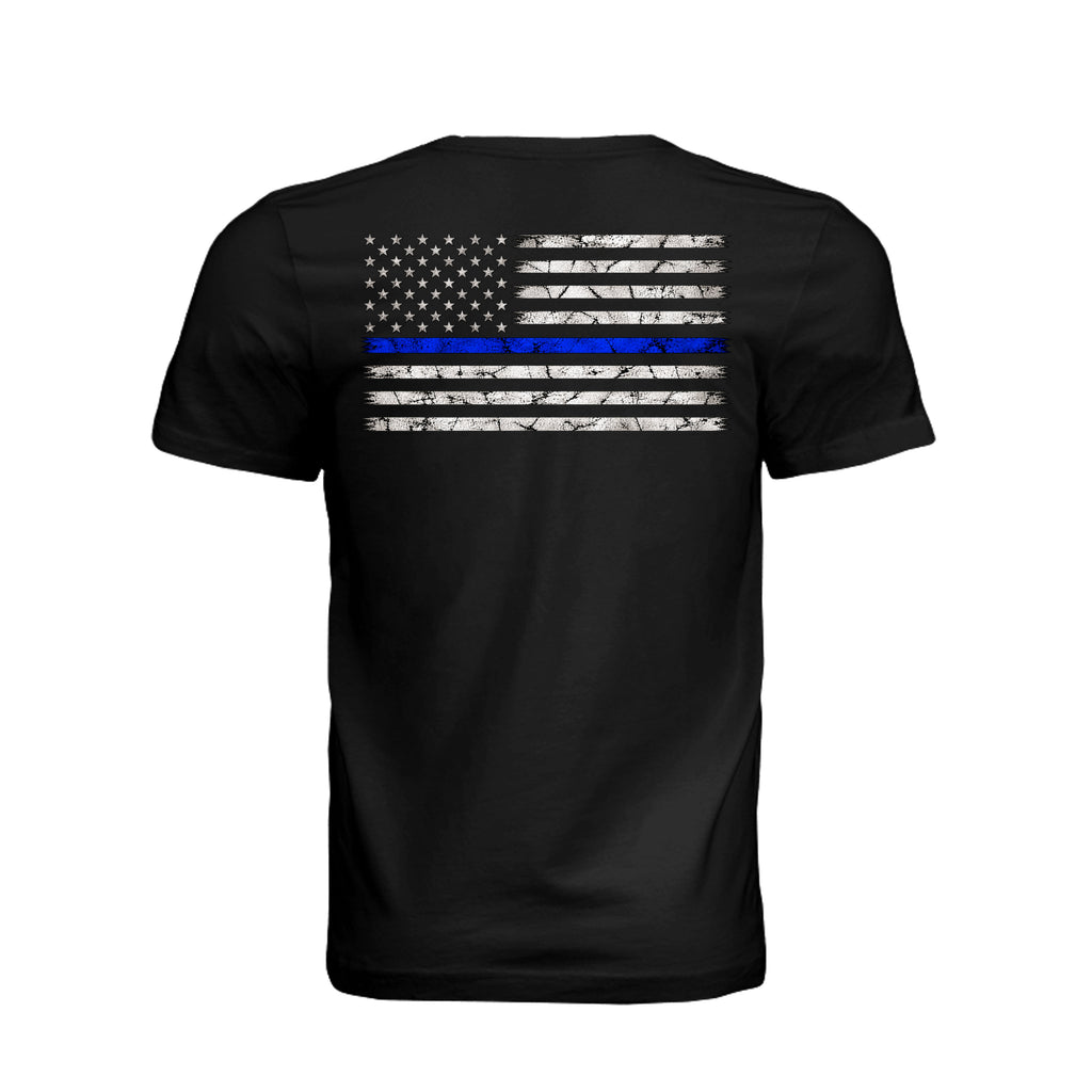 Thin Blue Line Law Enforcement T-Shirt - Vintage Black (Alt View) | Ironsight Syndicate