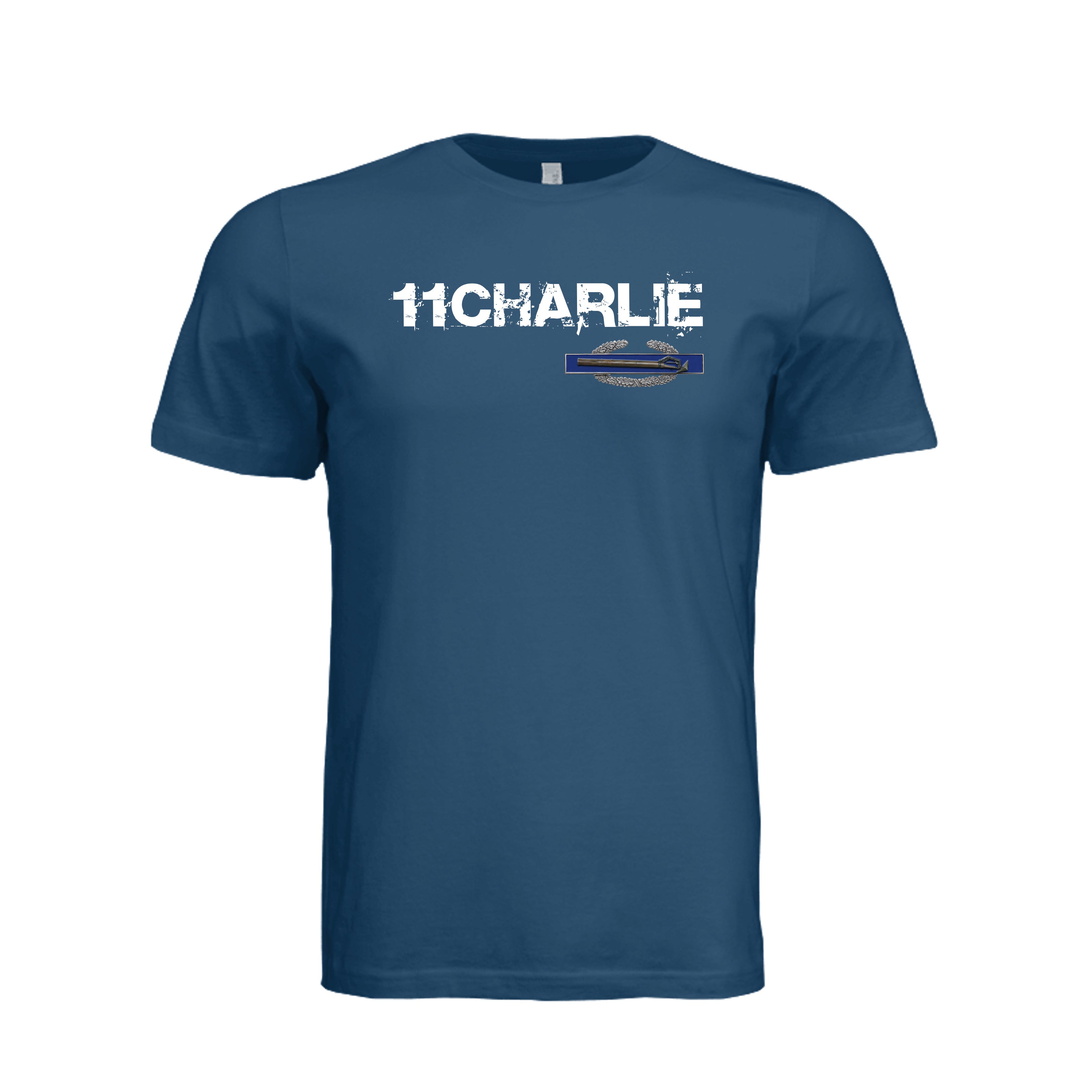 11CHARLIE Combat Mortar Badge T-Shirt - Cool Blue | Ironsight Syndicate