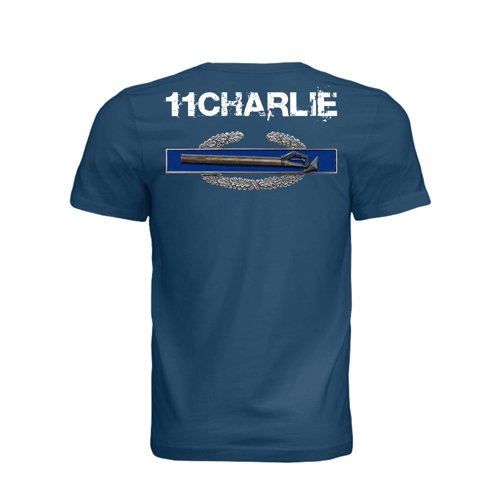 11CHARLIE Combat Mortar Badge T-Shirt - Cool Blue - Detail 1 | Ironsight Syndicate